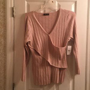 Plus size pink wrap sweater